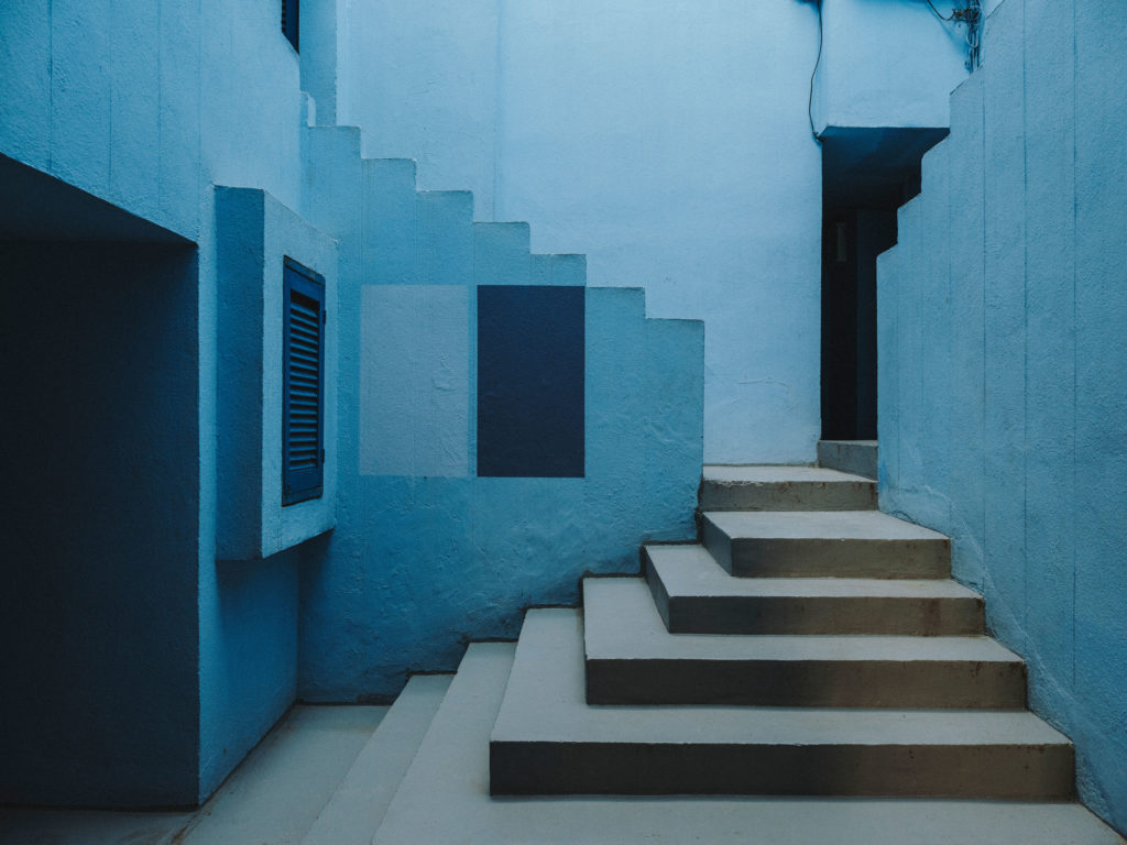 #xanadu #murallaroja #gestalten #visionsofarchitecture #bofill #calpe #valencia #spain #architecture #blue #stairs